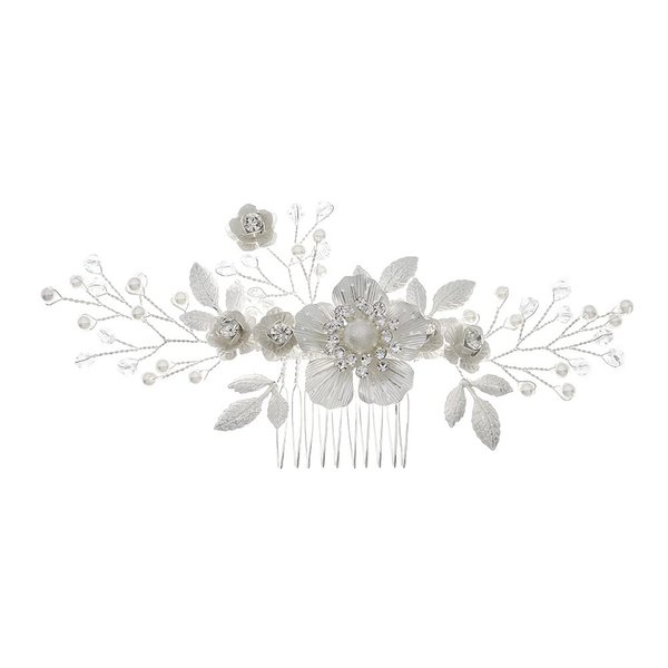 Sliver Flower Hair Comb Leaf Wedding Hair Comb Bridal Hair Accessories For Brides and Bridesmaids