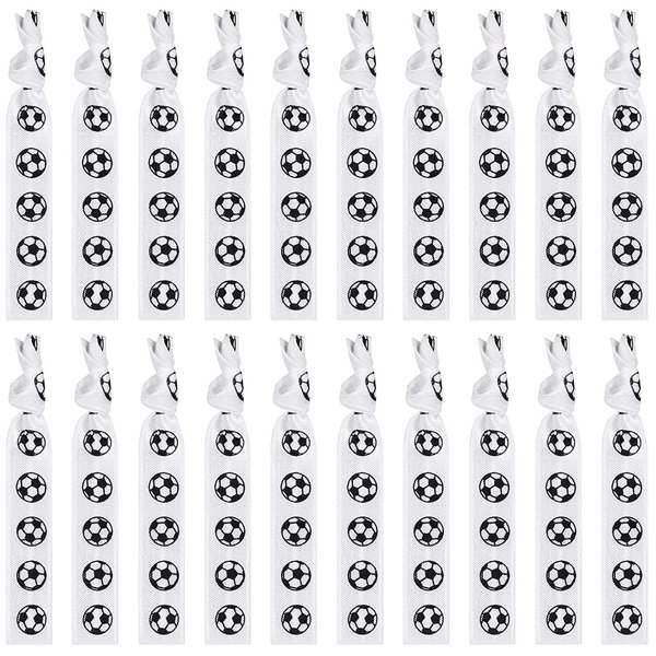 20 Pieces Soccer Hair Ties Elastic Ribbon No Crease Ponytail Holders Football Elastic Hair Ties Soccer Hair Accessories for Girls Women Soccer Party Team Members