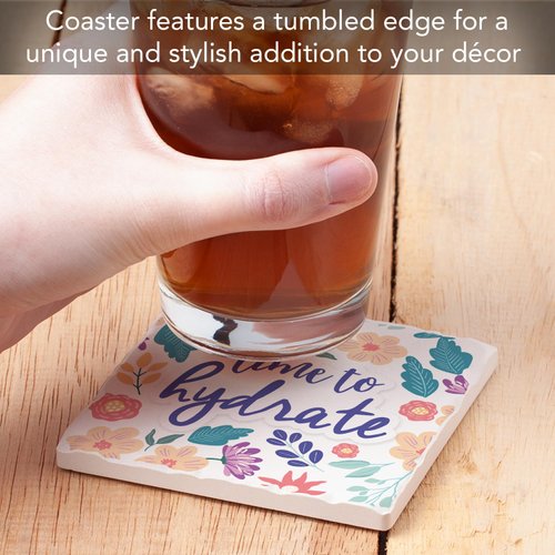 Absorbent Stone Tumbled Tile Coasters, Hydrate, Set of 4