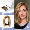 BLONDE UNICORN 12 Inch Bob Wig with Bangs Human Hair,Blonde Brown Bob Wigs for White Women,100% Human Hair Shoulder Length Wigs for Daily Use 180 Density