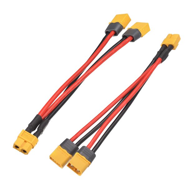 ELFCULB 2pcs XT60 Y Splitter,12AWG XT60 Parallel Battery Connector Cable for Quadcopter RC Car(150mm)