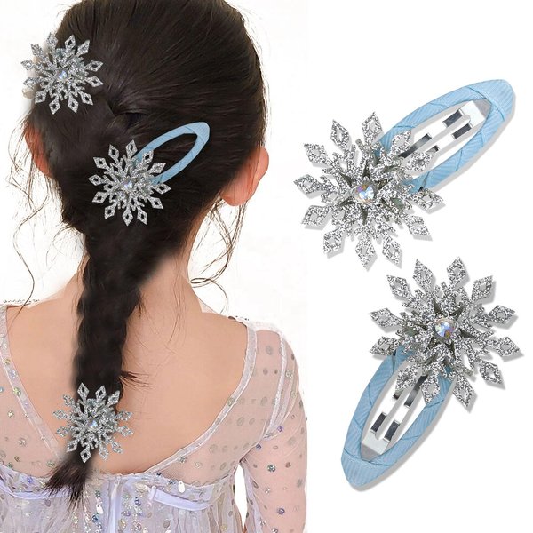 Snowflake Hair Clip silver Christmas Hair Accessories Suitable for Thick Hair Thin Hair Women Rhinestone Design Winter Xmas Kids,and Girls Hair Barrette 2pcs