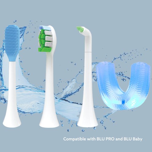 Go Smile Pro Oral Care Easy Brushing Accessories - Nylon Toothbrush Replacement,Silicone Tongue Scraper,Interdental Brush & Gum Massager U Shaped Mouth Piece - Deep Cleaning 4 Piece Periodontal Set