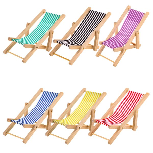 Abaodam 6pcs Beach Chair Model Foldable Miniature Lounge Chair Mini House Ornament Miniature Chair for Decoration Mini Foldable Beach Chair Mini Chair Model Mini Deck Chair Model
