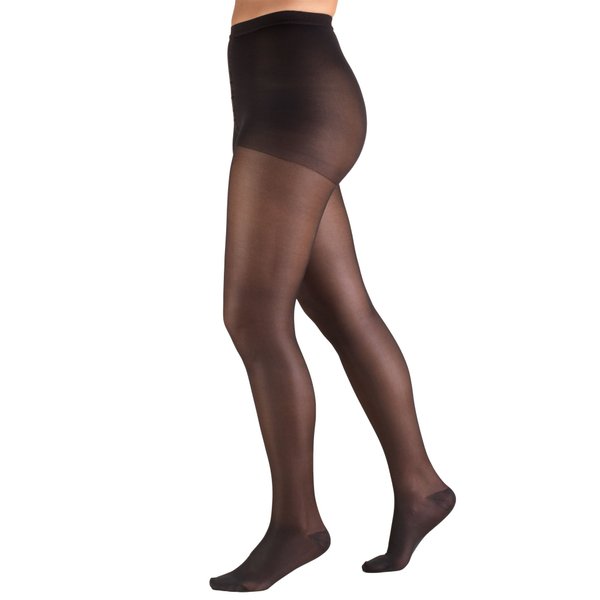 Truform Sheer Compression Pantyhose, 15-20 mmHg, Women's Shaping Tights, 20 Denier, Black, Queen Plus