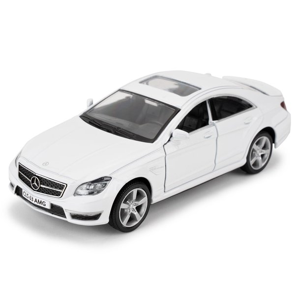 RMZ City 1/36 Mercedes-Benz CLS 63 AMG Alloy Model Car with Pull Back Function Toy Car for Collecting and Decorating Model Toys, Car Gifts for Boys and Girls (White)