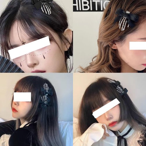 2pcs Halloween Hair Clips Metal Hair Claw Clips Supplies Silver Halloween Skeleton Claw Butterfly Bows Flat Hair Clips for Women Halloween Hair Styling Accessories Halloween Party Hair Decorations