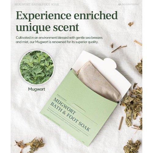 Goospery Korean Organic Mugwort Bath and Foot Soak (10 Pack) Natural Home Spa Therapy with Traditional Korean Healing Properties and Relaxation Benefits, Skin Soothing, Muscle Relief