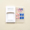 4th of july Extra Short Fake Nails Blue Square Press on Nails with Red White Stars Designs Gloss Acrylic Nails Petite Stick on Nails Small Press on Nails Independence Day Manicure Decorations