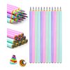 GAUENEEN 12PCS Rainbow Colored Pre-sharpened pencils HB #2, Eco-friendly and Plastic Free Recycled Paper Cute Fun Pencils for School Office Drawing and Writing
