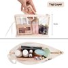 Ethereal Clear Makeup Bag, Cream Small Cosmetic Bag Travel Makeup Bag for Women TSA Approved Toiletry Bag Portable Makeup Pouch