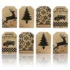 Natural Kraft Holiday Gift Tag Stickers – 2 x 3 Inch Labels, Set of 25 – 4 Unique Festive Designs for Christmas Wrapping, Eco-Friendly, Made in The USA