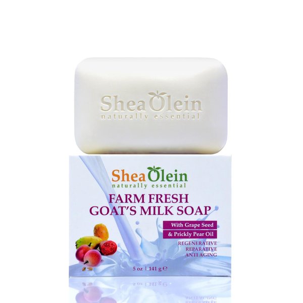 Generic Shea Olein Farm Fresh Goat's Milk Soap, 6 Pack, 5 oz Bars, with Grape Seed & Prickly Pear Oil, White
