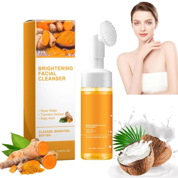 SIXCAR Turmeric Face Wash,Turmeric Facial Cleanser,Urmeric Facial Cleanser, Foaming Face Wash, Turmeric Foaming Cleanser for All Skin 3.38 oz (1Pcs)