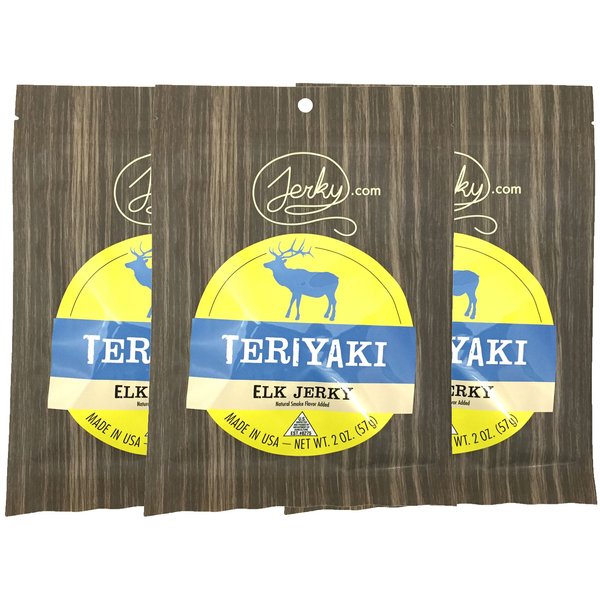 Jerky.com Exotic Jerky Multipacks and Samplers (1.75 Ounce (Pack of 3), Teriyaki Elk)