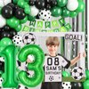 13th Birthday Soccer Balloons Arch,13th Soccer Garland Kit with Green Number 13 Balloon Football Balloons Soccer Mylar Foil Balloons for Boys Kids 13th Birthday Soccer Theme Party Decorations