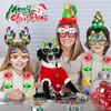 9PCS Christmas Party Favors, Light Up Christmas Necklace Headband Glasses Set, Xmas Bulb Necklace Antler Tree Lights Holiday Headbands LED Flashing Glow Santa Eyeglasses Bulk for Christmas Gift