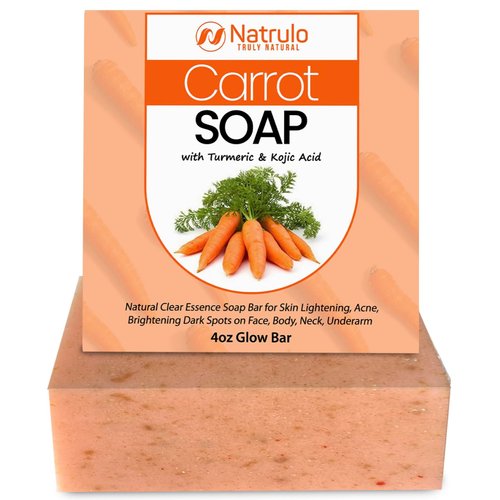 Carrot Soap for Skin Brightening – Natural Carrot Soap Bar for Spots on Face, Body, Neck, Underarm – Carotene Reduces Acne, Brightens Scars, & Evens Skin Tone – Kojic Acid Glow Bar Made in USA