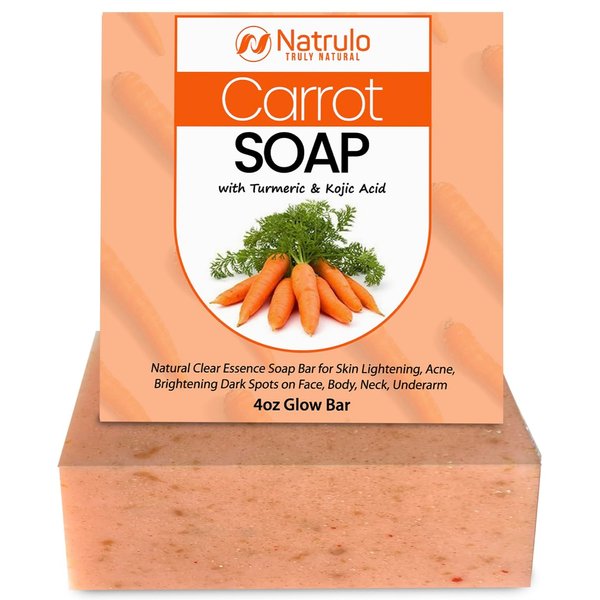 Carrot Soap for Skin Brightening – Natural Carrot Soap Bar for Spots on Face, Body, Neck, Underarm – Carotene Reduces Acne, Brightens Scars, & Evens Skin Tone – Kojic Acid Glow Bar Made in USA