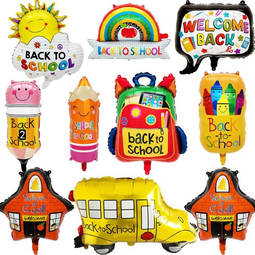 2024 New Back to School Balloons, Colorful Welcome Back to School Decorations include School Bus Pencil Crayon Balloons etc, Back to School First Day of School Party Supplies