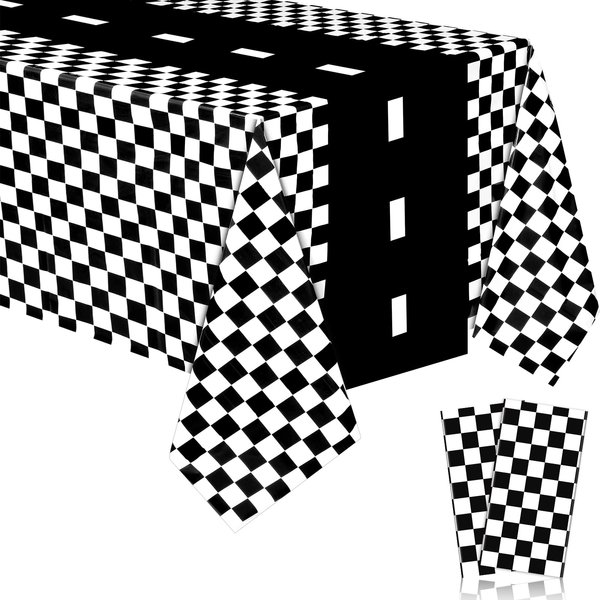 Irenare 2 Sheets Car Birthday Party Supplies Racing Party Decorations Road Tablecloth Racetrack Table Runner Table Covers for Kids Boy Car Theme Birthday Party, 54 x 108 Inch