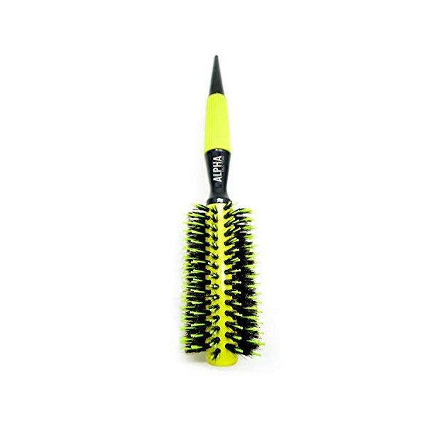 professional Round Hair Brush Nylon And Boar Bristle 302 (yellow) Italian Design By Alpha New York
