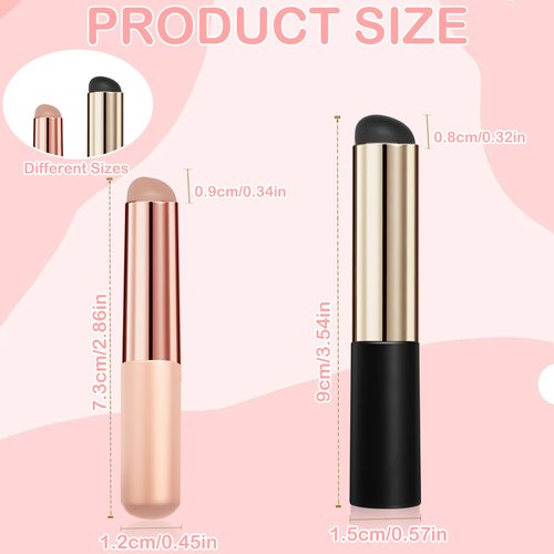 2Pcs Silicone Nail Brush Ombre Nail Brush, Silicone Nail Tools Reusable Nail Art Brushes for Gel Polish, Nail Polish Brush Applicator Sticks Portable Nail Gradient Brush Manicure DIY Tool (Black/Pink)