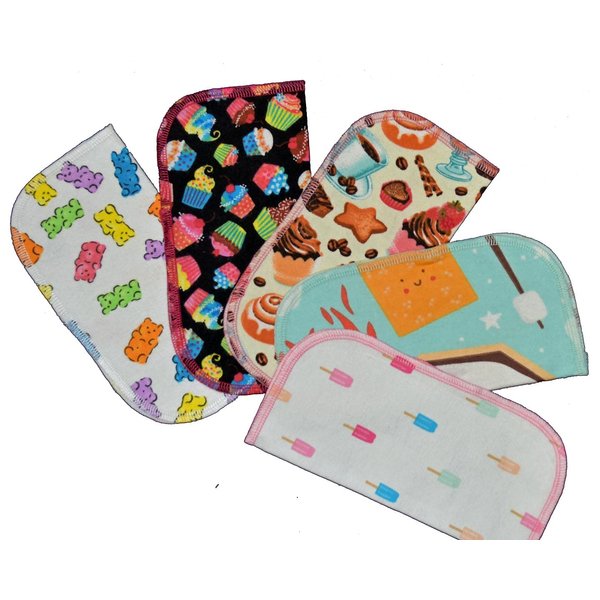 1 Ply Printed Flannel 8x8 Inches Little Wipes Set of 5 Snack Attack