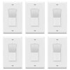 TOPGREENER Kalide Dimmer Light Switch, LED Dimmer Switch, Full Range Dimming, Single Pole/3-Way, 120VAC, 60Hz, 300W LED/CFL, Neutral Wire Not Required, Wall Plate Included, White, 6 Pack