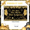 The Man The Myth The Legend Decorations Backdrop Banner, Black Gold Glitter Birthday Party Decorations Banner for Men Dad Father's Day Backdrop for Retirement Bachelor Party Supplies