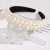 YISSION 1PC White Pearl Headband for Women Beaded Headbands Jeweled Hairband Fashion Thick Headband Wedding Bridal Headband Hair Accessories for Women Girls