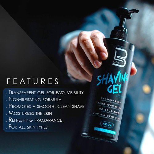 Level 3 Shaving Gel - Straight Razor Shave Gel - Non-Irritating - Refreshing Smell L3 - No Hot Towel Necessary - Level Three Razor Gel (Aqua)