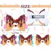 Whaline 4Pcs Ice Cream Glitter Bow Hair Clips Chocolate Hair Bow Barrette Summer Colorful Leather Hairgrips Sparkly Alligator Hair Clips for Girls Women Hair Accessories Birthday Party Supplies