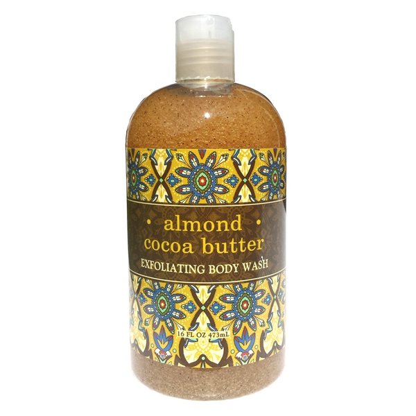 Greenwich Bay ALMOND COCOA BUTTER Exfoliating Body Wash for Men and Women-Gentle Body Scrub Parabens Free -Sulphates Free-Blended with Loofah, Apricot Seed-Moisturizing Shea Butter -16 oz.