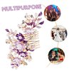 Beatifufu Hair Plug Flower Hair Comb Flower Pearl Hair Clip Wedding Headpiece Girls Hair Comb Wedding Hair Clip Floral Hair Clips Headband for Girls Alloy Hair up Purple Bride
