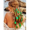 GENBREE Boho Feather Headbands Green Indian Headband Hippie Feather Headdress Adjustable Long Feather Hair Accessories for Women