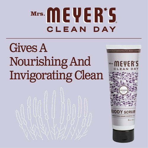 MRS. MEYER'S CLEAN DAY Exfoliating Body Scrub, Sugar Scrub that Leaves Skin Feeling Hydrated & Fresh, Made with Essential Oils, Lavender, 8 oz