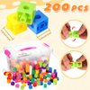Jenaai 200 Pcs Math Cubes with Storage Container Counting Blocks Linking Cubes Connecting Cubes Math Manipulatives Educational Toy for Kids Age 4-8 Kindergarten STEM Activities Preschool(Pink)
