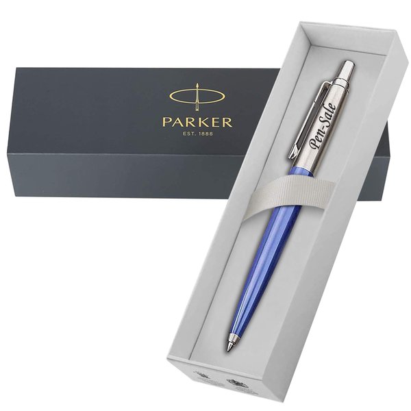 Personalised Parker Jotter Ballpoint Pen Blue, Engraved by RMI U-15 Laser