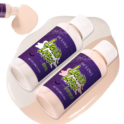 DE'LANCI Liquid Latex SFX Makeup Kit 2pcs, Realistic Fake Scar Wound Skin Old Age Wrinkle Halloween Makeup, for Cut Wound Burn Decay Peeling Stipples Blisters Zombie Monster Special Effects Makeup