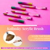 3PCS Acrylic Nail Brush Set, 8/12/14. Kolinsky Nail Art Brushes for Acrylic Application, Sturdy Handle Oval Shaped Acrylic Powder Nail Design Tools for Professional Manicure DIY Home