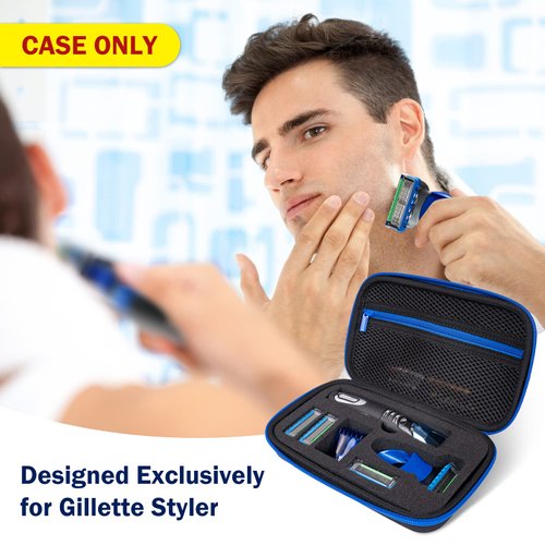 ProCase Hard Travel Case for Man Gillette Styler Beard Trimmer, Father’s Day Gift Carrying Storage Bag for Blade Refills, Charging Cord, Hair Clippers Electric Body Shaver Razor Accessories -Black