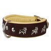 Real Leather Soft Leather Padded Dog Collar Bulldog (15"-17.5" Neck; 1.75" Wide, Brown/Beige)