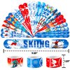 Cherisnowy 48 Skiing 24PCS Skiing Temporary Tattoos Sticker 24PCS Slap Bracelets Perfect for Themed Birthday Party Favors Baby Showers or Classroom Rewards Ideal Decor and Gifts for Girls and Boys