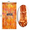 4 Packs Orange Foil Fringe Curtain, Orange Glitter Metallic Tinsel Backdrop for Birthday, Wedding, Baby Shower, Halloween, Thanksgiving, Friendsgiving, Fall Party Decorations Supplies