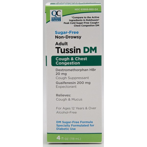 Quality Choice Tussin DM, Expectorant & Cough Suppressant, Non-Drowsy, Sugar Free, 4 fl oz