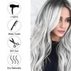 28" Natural Full Wigs Hair Long Wavy Wig Synthetic Heat Resistant Ombre Silver Gray Full Curly Wig with Free Wig Cap for Women Girls Party Cosplay Halloween Costume Accessories (Silver Grey)