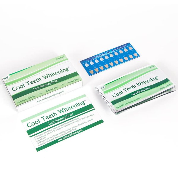 Cool Teeth Whitening 14 Day Teeth Whitening Strips with Strong Gel 28 Pcs, Color Hydrogen Peroxide White Tooth Remove Stains On The Go