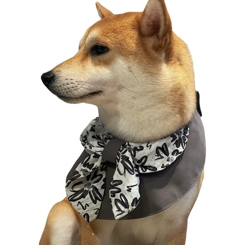 Exquisite and Elegant Dog Bib: Grey Floral Pattern, Perfect for Mealtime and Hydration, Durable, Stain-Resistant, and Hair-Protective (XX-Large)