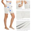BALEAF Biker Shorts Women Yoga Gym Workout Spandex Running Volleyball Tummy Control Compression Shorts with Pockets 8" White S